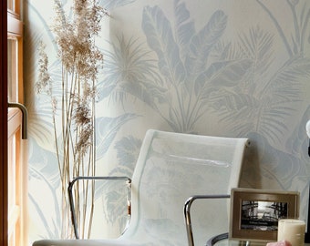 Tropical Palm Leaf Peel and Stick Wallpaper: Boho Accent Wall Decor