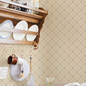 Bauernhaus Peel and Stick Wallpaper - Vintage Floral Plaid - Neutral Beige Französische Country Wallpaper Selbstklebende Tapete Custom