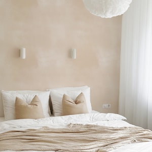 Moderne Beige Beton Textur Schälen und Aufkleben Tapete - Hellbraun Farbe Venezianischen Gips Inspiriert Urban Chic Stil Minimalismus Wabi Sabi
