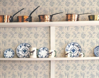 Vintage Toile Peel and Stick Wallpaper: French Country Blue & Beige