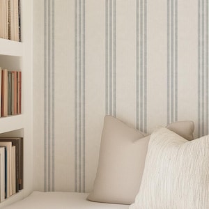 Carta da parati adesiva a righe blu navy e bianche - Carta da parati rimovibile moderna, minimale e neutra - Carta da parati temporanea