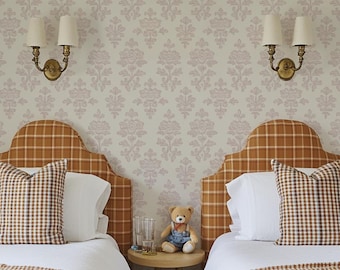 Pink Floral Removable Wallpaper: French Country Toile, Non-Woven Fabric