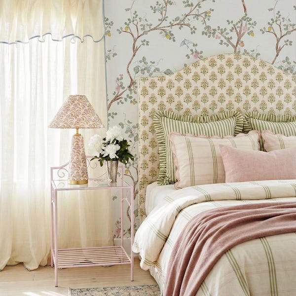 Pink Floral Chinoiserie Wallpaper – French Country Peel and Stick Mural