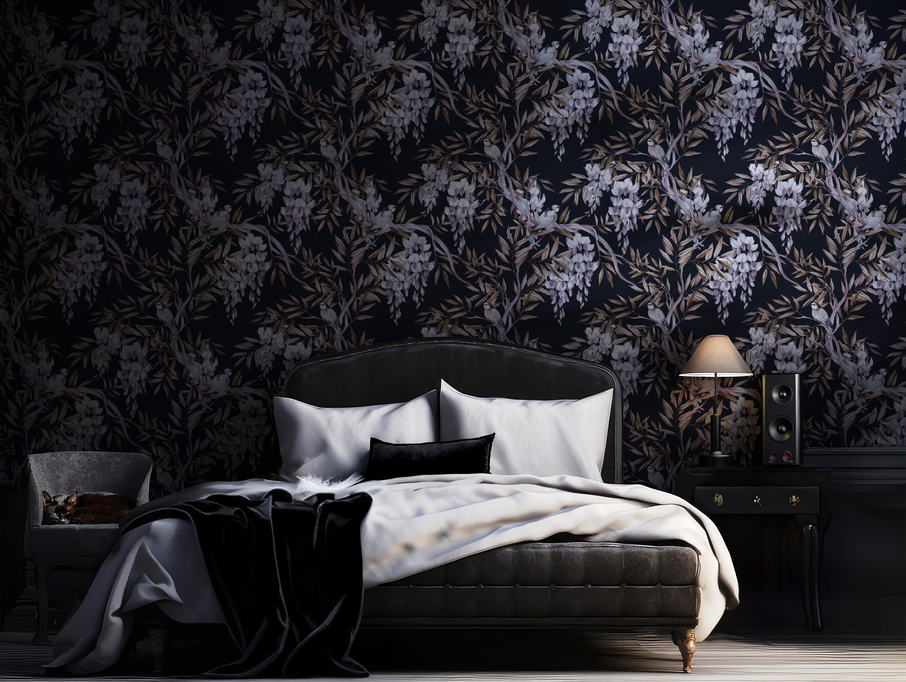 Dark Moody Peel and Stick Wallpaper Black and Gray Self-adhesive