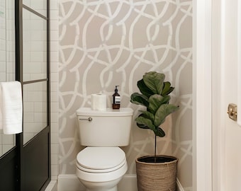 Beige Geometric Peel and Stick Wallpaper: Modern Abstract Wall Art