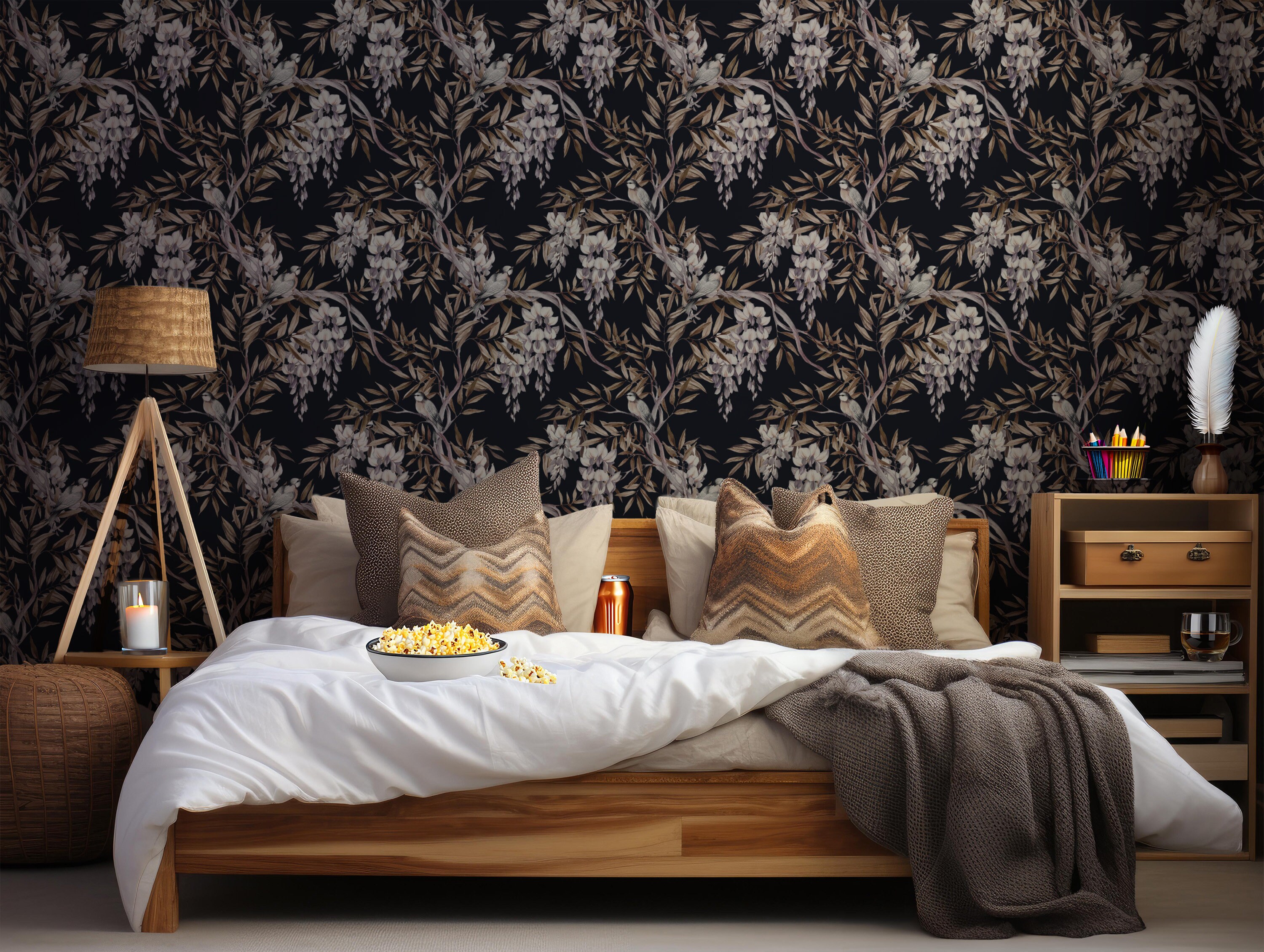 Dark Moody Peel and Stick Wallpaper Black and Gray Self-adhesive