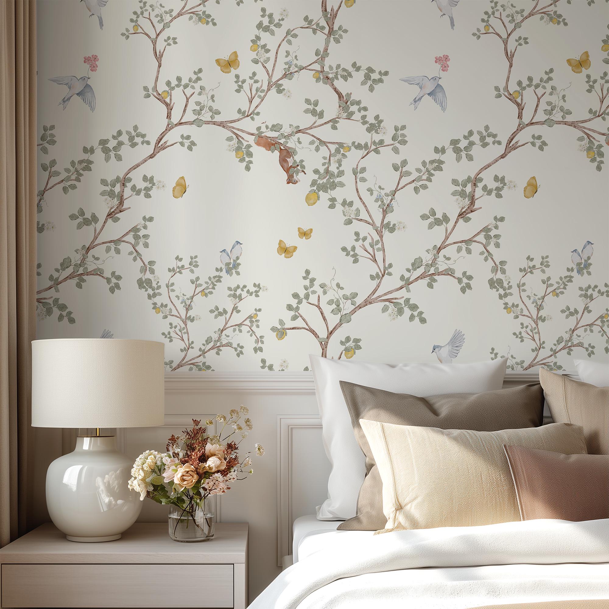 Chinoiserie Bird & Butterfly Peel and Stick Wallpaper – French Country ...