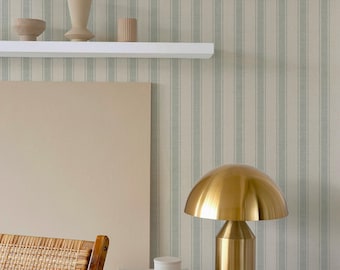 Green Stripe Peel and Stick Wallpaper: Boho Neutral Decor