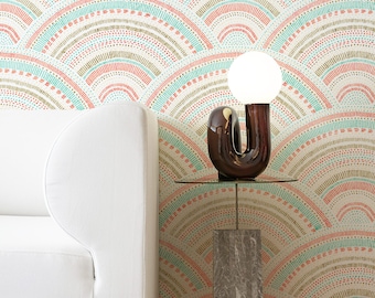 Boho Rainbow Arch Peel and Stick Wallpaper: Non-Woven, Renter Friendly