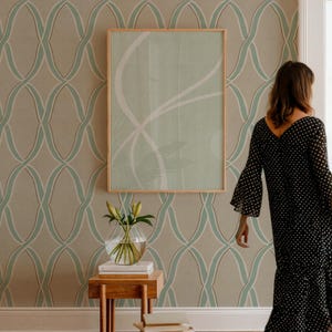 Robin Egg Blå Geometrisk Självhäftande Tapet: Art Deco Arch Design