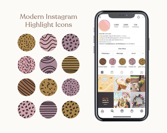 Instagram Story Highlights Icon Hand Drawn Abstract Pattern | Etsy