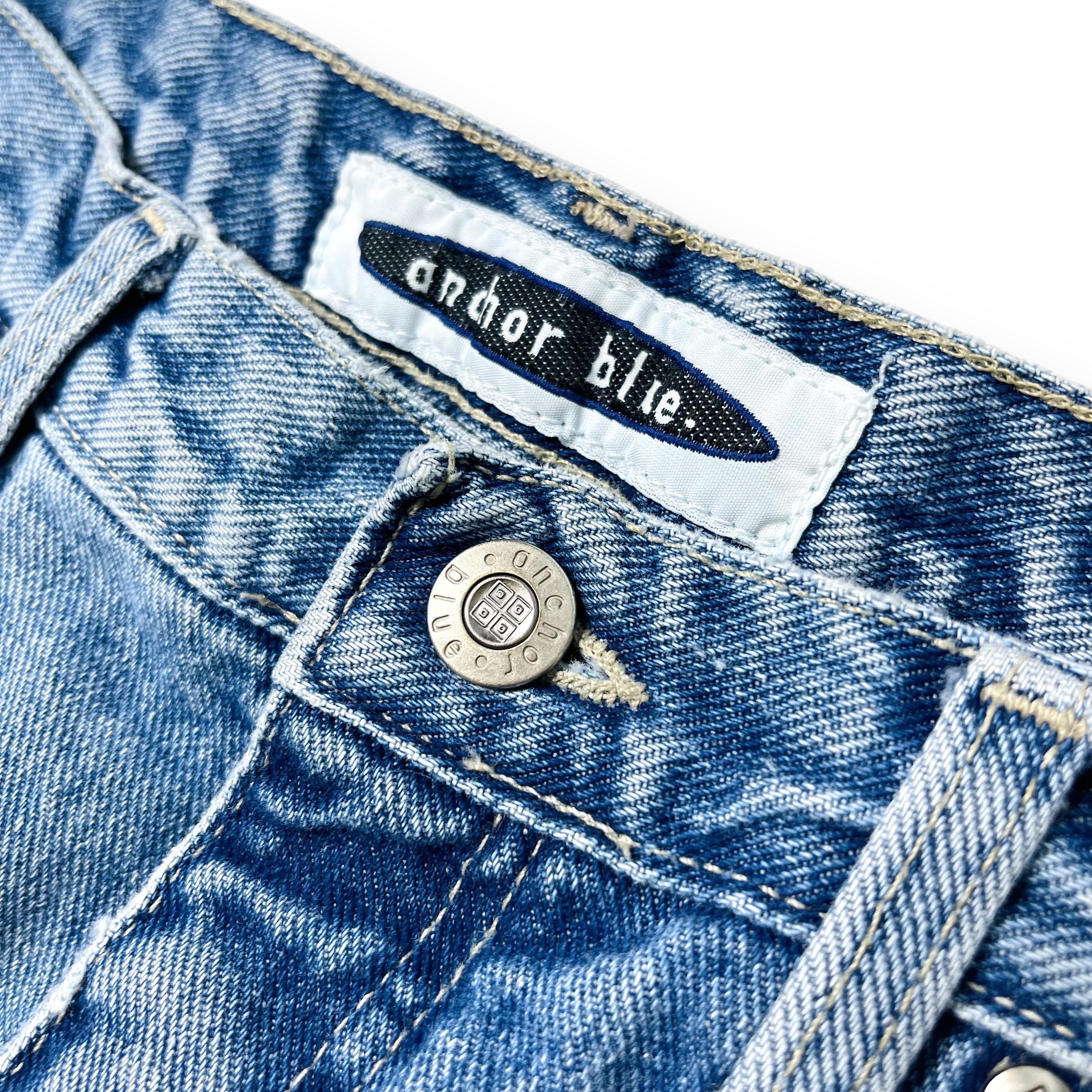 Vintage 90s Anchor Blue Jeans, Baggy Skate Grunge Loose Straight