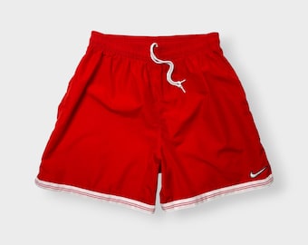 Pantalones cortos de fútbol Nike vintage de los 90, para gimnasio, entrenamiento y pista, logotipo de rayas de nailon, talla L