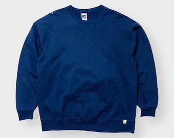 Vintage 80's Russell Athletic USA Navy Blue V STITCH Short Sleeve