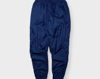 Vintage 90s Nike Nylon Zip Ankle Track Pants, Deep Navy Blue, Swoosh Logo, XL 80s