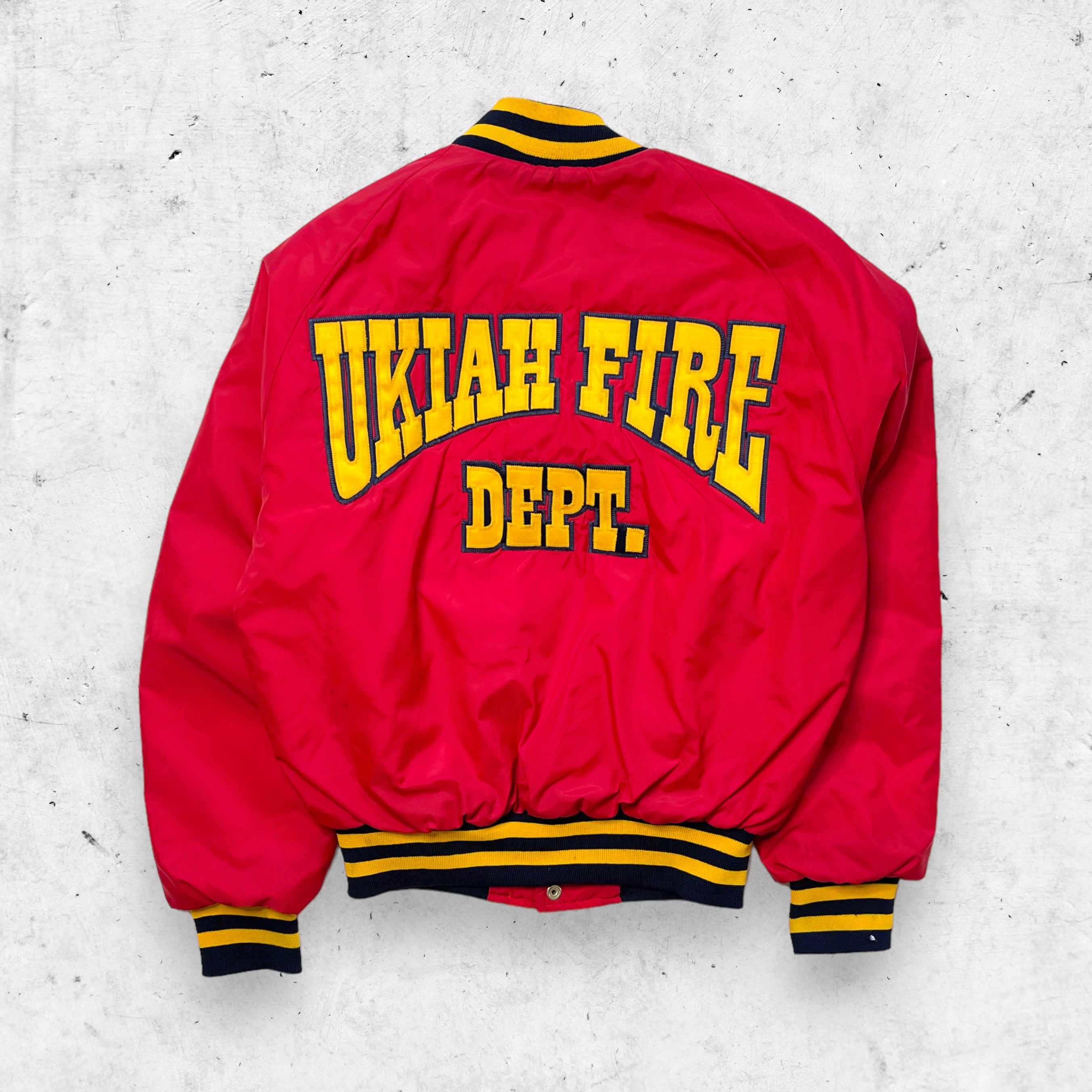 Vintage 80s Optiwear Ukiah Fire Department Bomber Jacket, Judy, Satin Nylon, USA, M Etsy