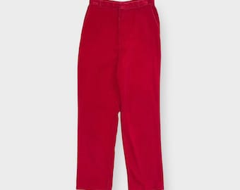 Pantalones Hartwell vintage de pana roja de los años 80, parte delantera plana, cremallera Talon, pierna recta, 14, 28