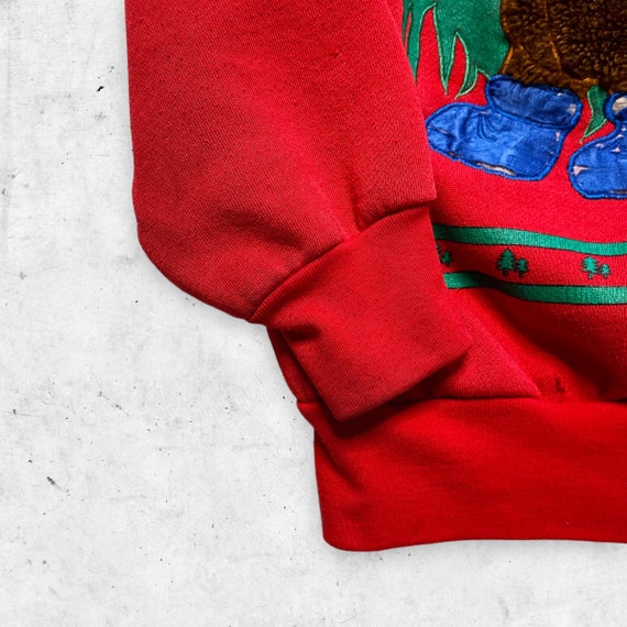 Vintage 90s Fuzzy Bear Christmas Tree Sweatshirt,… - image 8