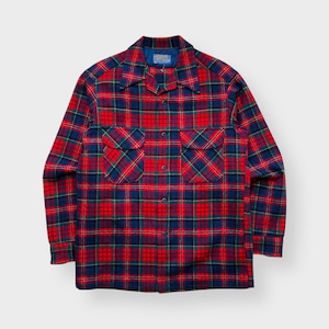 Vintage 70s NOS Pendleton Loop Collar Shirt, Boyd Tartan Board, 100% Wool, Flannel M