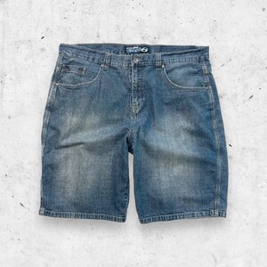 Vintage 90s Y2K Anchor Blue Carpenter Baggy Denim Jean Shorts
