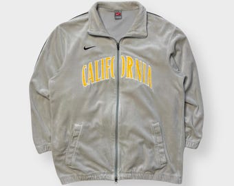 Giacca da tuta vintage Y2K Nike University California Berkeley Cal Bears in velluto, L XL