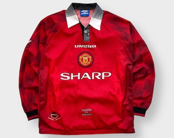 Vintage 1996/1998 LS Umbro Manchester United Cantona Football Jersey Champions Patch
