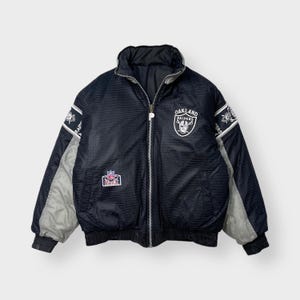 Vintage 90s Pro Player Oakland Raiders RARE REVERSIBLE Puffer