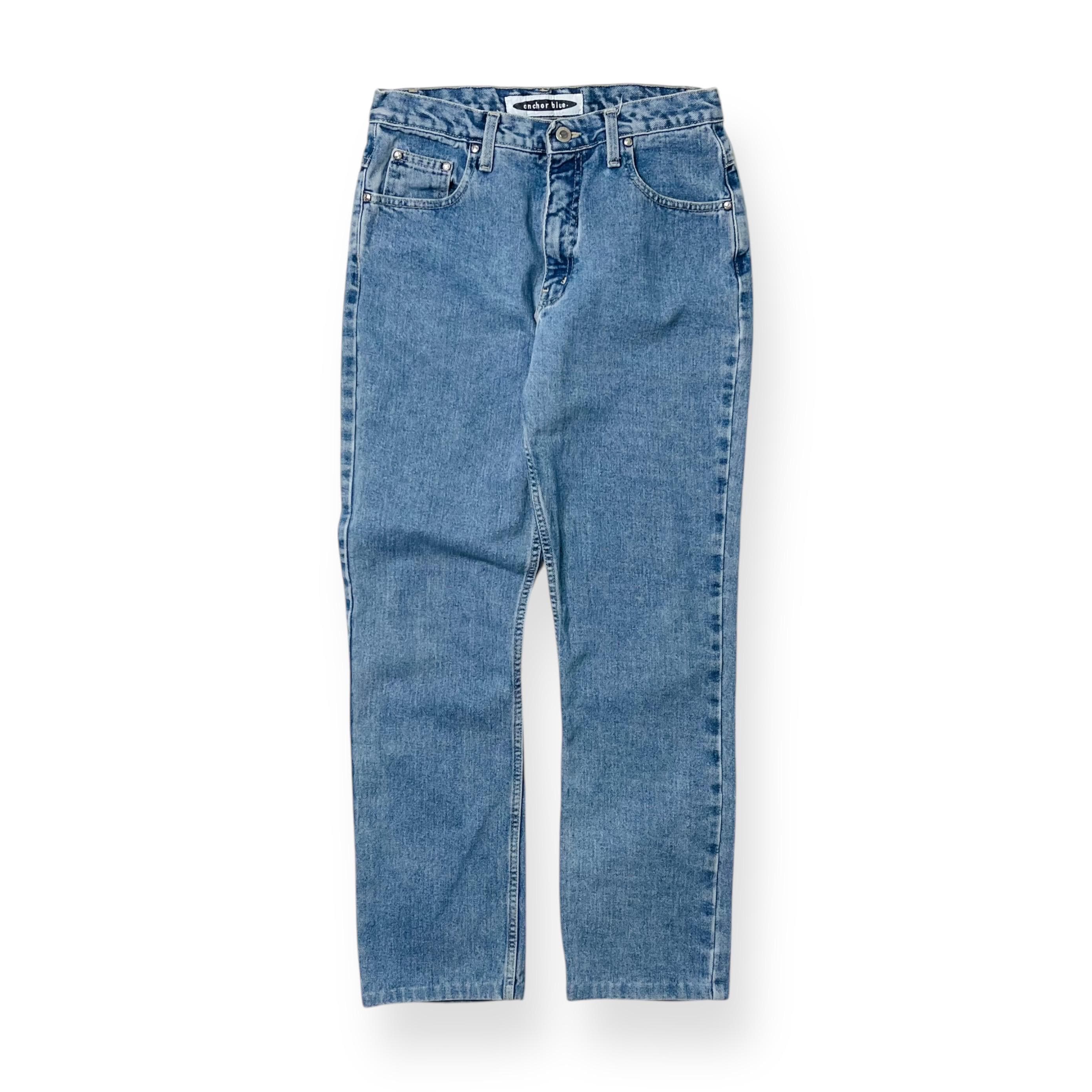パンツ 90s anchor blue baggy denim w42 NWT Vintage Anchor Blue Dark Wash Beyond Baggy Denim Jeans 42x32