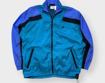 Vintage Y2K Nike Windbreaker Jacket, Full Zip, Lined, Big Back Logo Mini Swoosh XL