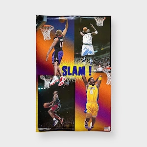 Vintage 2000 NBA Slam Dunk Basketball Poster, Kobe Bryant, Carter, Garnett, Francis