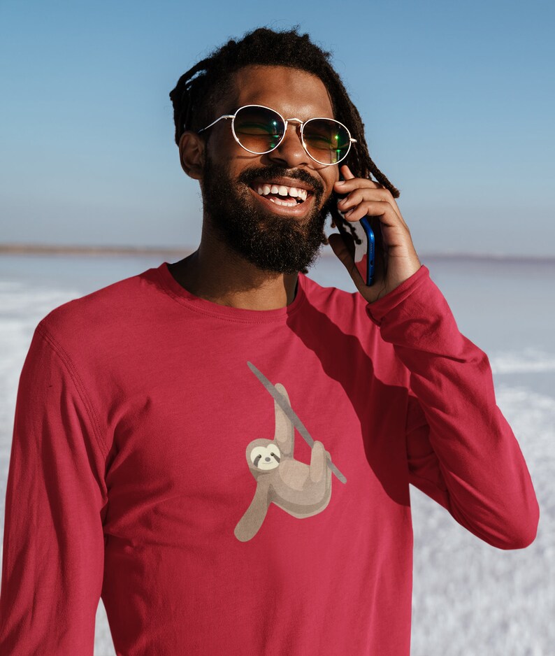 Lazy Animal Long Sleeve Cartoon Sloth Shirt The Jolly Sloth On The Branch Shirt And Long Sleeve A Gift For Sloth Enthusiasts Long Sleeve