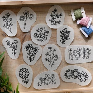 DIY Florals Stick and Stitch Embroidery Designs Nature Stickers for Hand Sewing