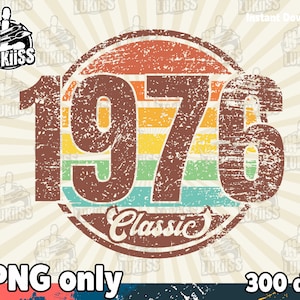 Classic 1976, 1976 Birthday png, Sublimation png, distressed retro, digital Downloads, Classic Vintage design, Retro Circle,digital download