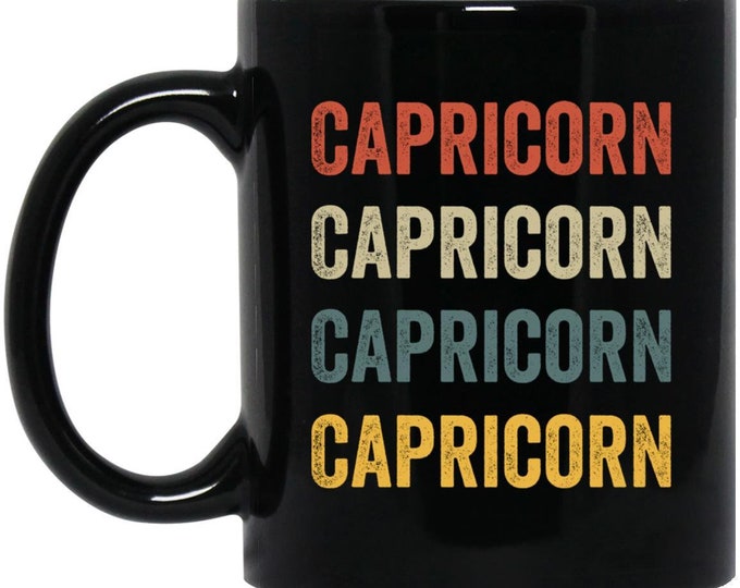 Vintage Capricorn Mug Retro Zodiac Sign Tea Cup in Vibrant Colors Unique Capricorn Gift for Astrology Enthusiasts