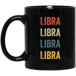 Libra Zodiac Mug Vintage Retro Style Coffee Cup Perfect Gift for Astrology Lovers and Libra Birthdays