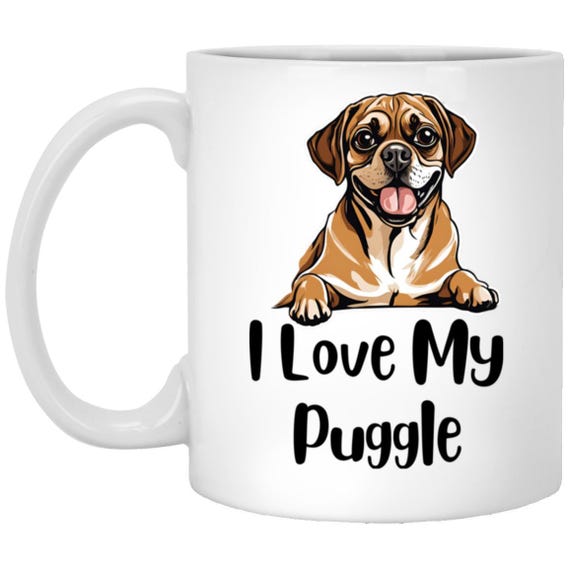 Cute Puggle Dog Mug, I Love My Puggle Gift, Dog Lover Coffee Cup