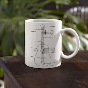 Guitar Coffee Mug, Gift for Guitarist, Guitar Diagram Mug