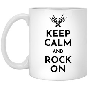 Tasse à café drôle Rock and Roll, restez calme et rock
