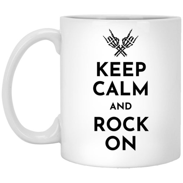Funny Rock and Roll Coffee Mug, Keep Calm and Rock on