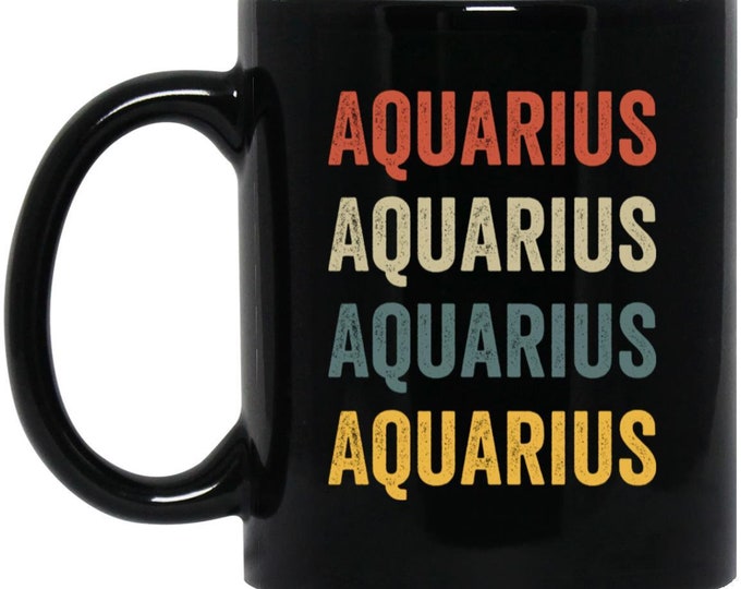 Aquarius Zodiac Coffee Mug - Retro Color Design, Vintage Astrology Cup, Perfect Birthday Gift for Aquarius