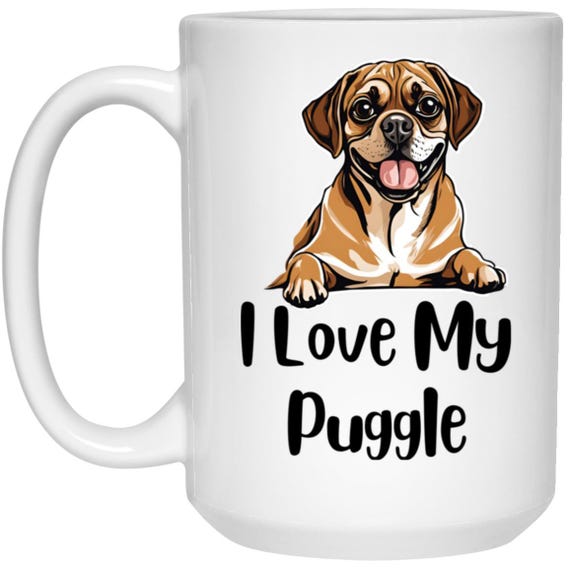 Cute Puggle Dog Mug, I Love My Puggle Gift, Dog Lover Coffee Cup