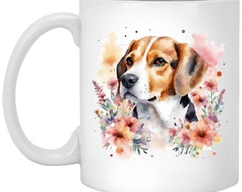 Beagle Floral Mug Ideal Dog Mom Gift for Birthday or Mother's Day