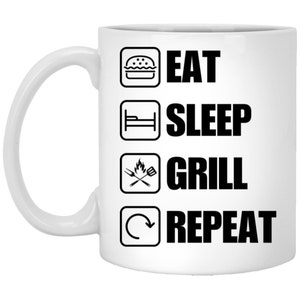 Eat Sleep Grill Repeat Coffee Mug BBQ Lover Mug Perfect for Father&#39;s Day and Grill Masters