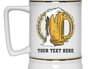 Personalized Beer Stein, Custom Ceramic Beer Stein, Custom Beer Stein, Custom 22oz Beer Mug