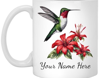 Personalized Hummingbird Mug, Hummingbird Gift