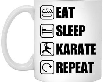 Funny Karate Mug Eat Sleep Karate Repeat Martial Arts Gift for Karate Instructor