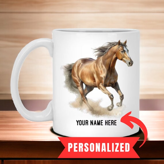 Personalized Horse Lover Mug, Customized Equestrian Gift, Horse Riding Coffee Cup, Gifts for Horse Lovers, Horse Present
