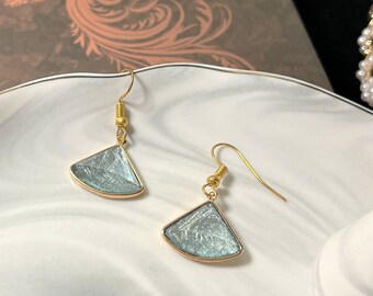Mist blue earrings/gold earrings/Gorgeous jewelry/plated gold/hook earrings/handmade/gift/Dangle & Drop Earrings/Dainty jewelry