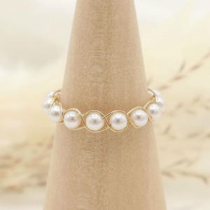 June Birthstone Ring- Pearl Ring, Eternity Band, Personalized Jewelry for Her