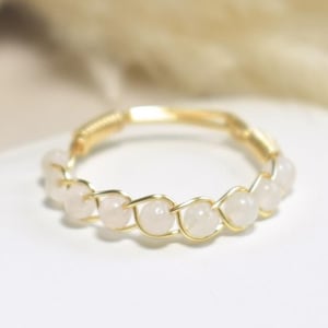 Clear Quartz Braided Ring, Crystal Ring, Gemstone Ring, Minimalist Ring, Dainty Ring, Clear Quartz Crystal, Stackable Ring, Gift For Her